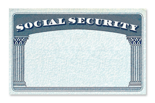 Blank USA Social Security Card mockup or mock up template isolated on white background