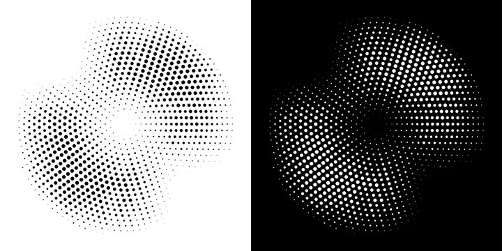 Halftone circle frame dotted background set. Round border Icon using halftone random circle dots raster texture. Grunge circular stain. Vector illustration.