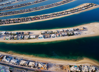 The Palm island in Dubai aerial view