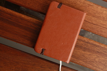 brown leather notebook closed
