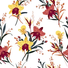 Papier Peint photo autocollant Orchidee Orchidée en fleurs vectorielle continue, fond floral d& 39 été dans le jardin. Conception de papiers peints, d& 39 arrière-plans de pages Web, de textures de surface, de textiles et de toutes les impressions