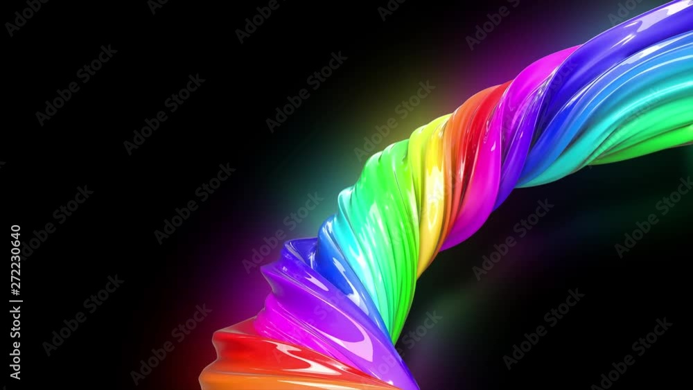 Poster abstract colorful creative background with stream of mixed oil paints that form a ribbon of rainbow 