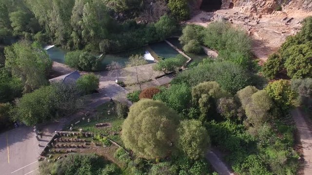 Aerial view of Cave of Banias, Hermon River, Ruins. Golan. Israel. DJI-0015-08