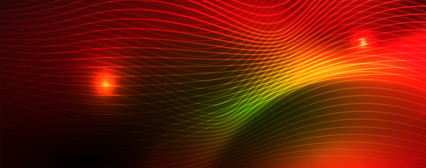 Shiny neon vector wave line abstract background, motion concept