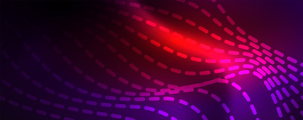 Obraz premium Neon vector wave lines abstract background, magic futuristic techno design