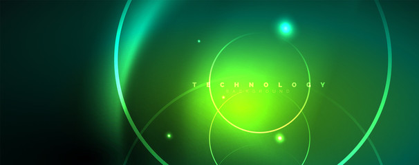 Shiny neon lines template - northern lights glowing blur lines. Futuristic style glow neon 80s disco club or night party techno template