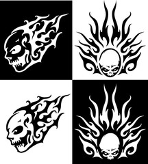 Fiery Skull Tattoo Set