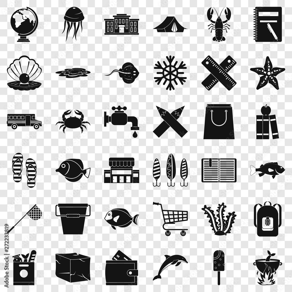 Poster basket icons set. simple style of 36 basket vector icons for web for any design