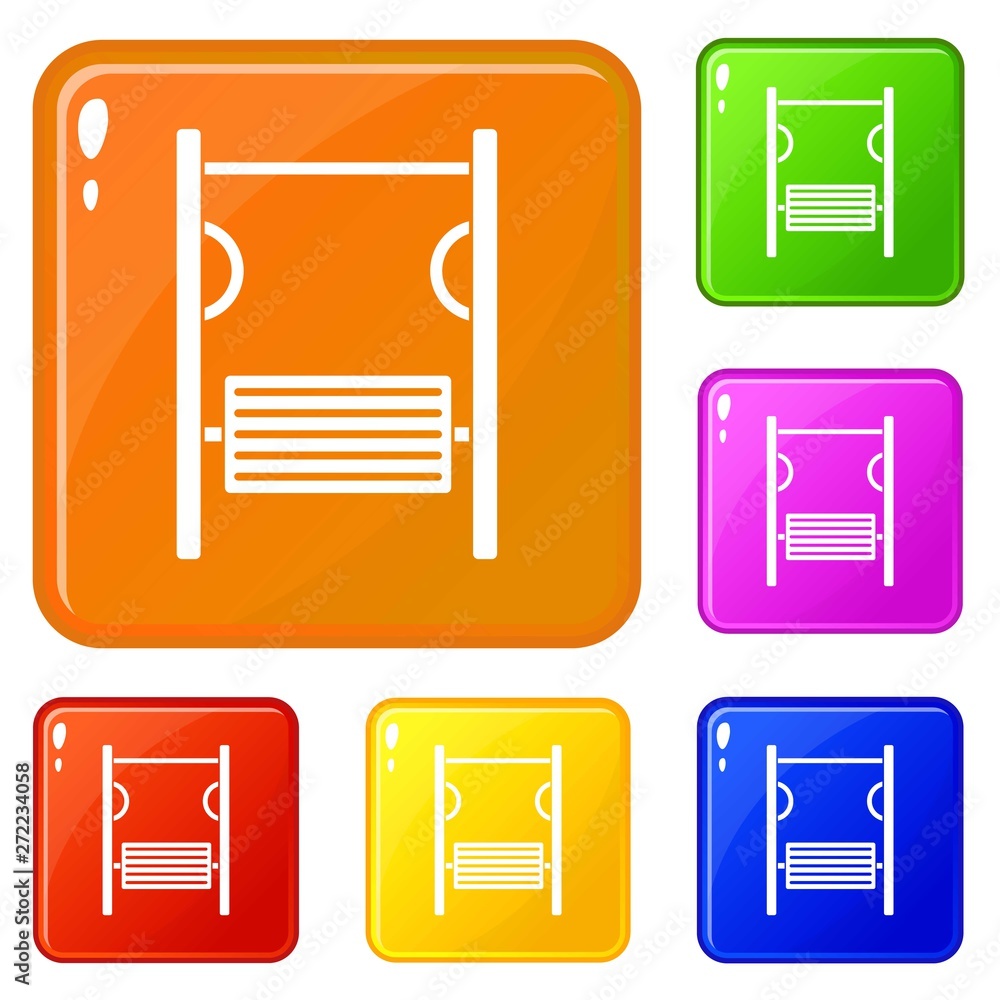 Poster playground simulator icons set collection vector 6 color isolated on white background