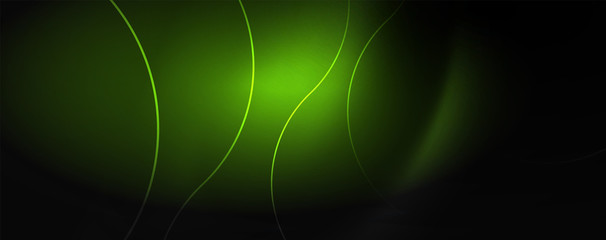 Dark abstract background with bright color neon lights and lines. Glowing background