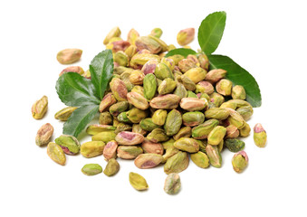 Pistachios on a white background