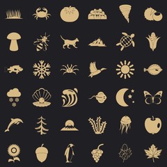 View of nature icons set. Simple set of 36 view of nature vector icons for web for any design