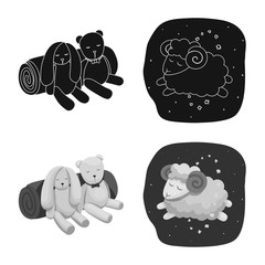 Vector design of dreams and night sign. Collection of dreams and bedroom stock symbol for web.