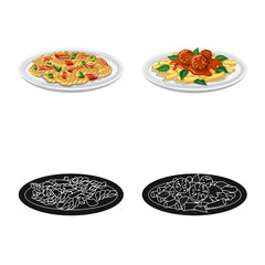 Isolated object of pasta and carbohydrate symbol. Collection of pasta and macaroni stock vector illustration.