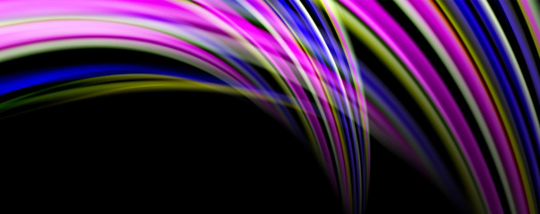 Fluid color waves with light effects, vector abstract background