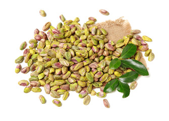 Pistachios on a white background