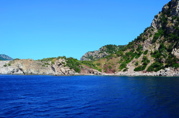 Fototapeta premium A boat trip on the Aegean Sea overlooking the islands