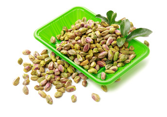 Pistachios on a white background