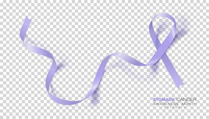 Stomach Cancer Awareness Month. Periwinkle Color Ribbon Isolated On Transparent Background. Vector Design Template For Poster.