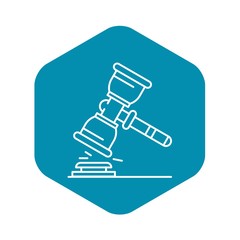 Judge hammer icon. Outline judge hammer vector icon for web design isolated on white background