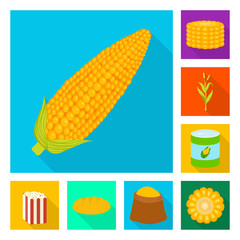 Vector design of cornfield and vegetable sign. Collection of cornfield and vegetarian stock vector illustration.