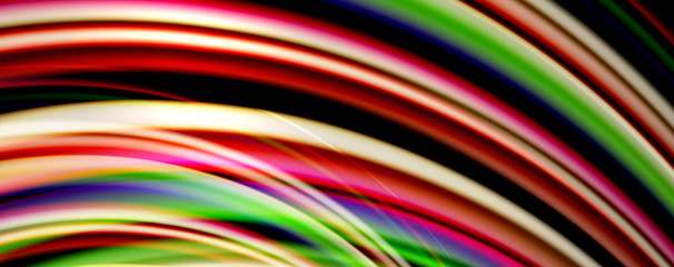 Fluid color swirls on black. Modern background with trendy design