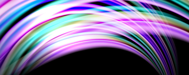 Fluid color waves with light effects, vector abstract background