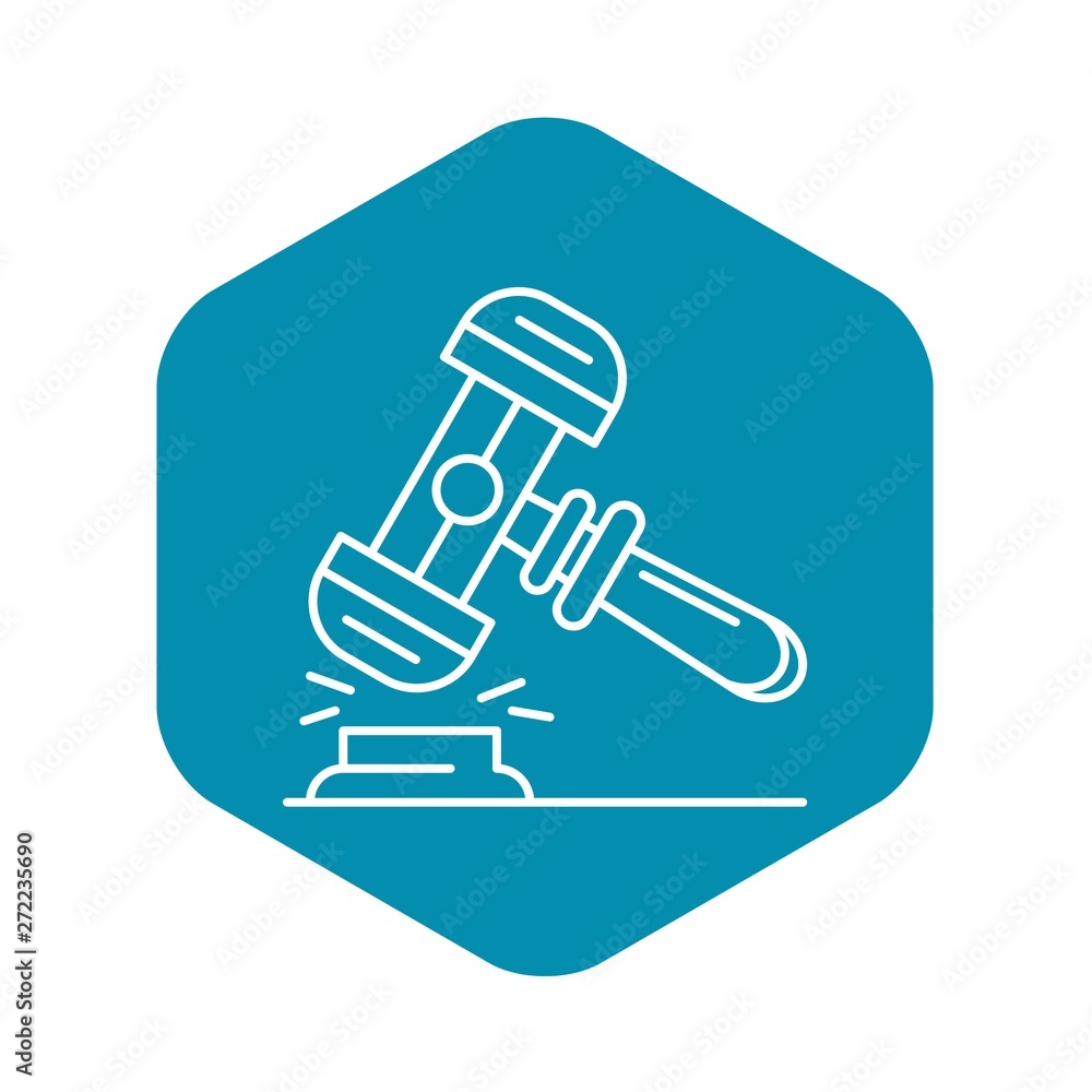 Poster wood judge hammer icon. outline wood judge hammer vector icon for web design isolated on white backg