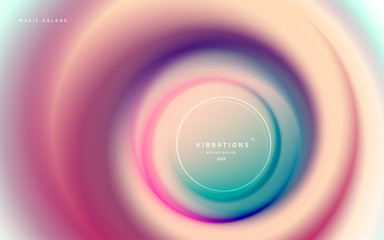 Abstract background with colorful smooth flow of colors. Beautiful blurred backdrop with amazing fluid gradient. Liquid design in trendy colors with gradual blend between shades. Vector illustration