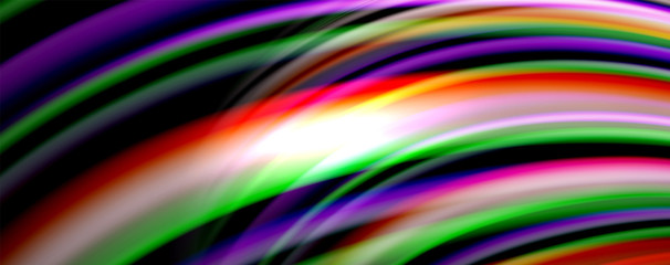 Fluid color waves with light effects, vector abstract background