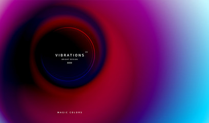 Abstract background with blurred fluid gradient. Liquid design in spiral shape of trendy vivid colors. Minimal poster with gradual blend between shades. Vector illustration