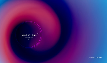 Abstract background with blurred fluid gradient. Liquid design in spiral shape of trendy vivid colors. Minimal poster with gradual blend between shades. Vector illustration