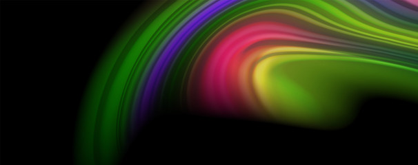 Fluid liquid color wave lines, glowing colorful light effect, abstract composition template. Geometric technology abstract pattern. Movement concept