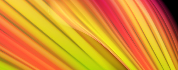 Abstract wave lines fluid rainbow style color stripes on black background. Artistic illustration for presentation, app wallpaper, banner or poster