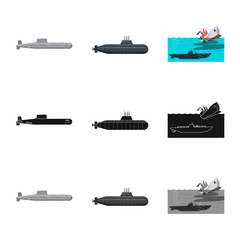 Isolated object of war  and ship logo. Set of war  and fleet stock vector illustration.