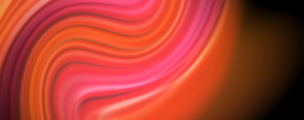 Fototapeta premium Abstract wave lines fluid rainbow style color stripes on black background. Artistic illustration for presentation, app wallpaper, banner or poster