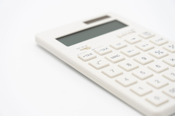 Keypad TAX button For tax calculation. Easy to calculate. on White calculator on white background using as background business concept and Education concept with copy spaces for your text or design.