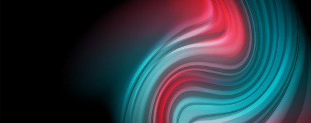 Flowing liquid colors - modern colorful flow poster. Wave liquid shapes. Art design for your design project