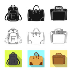 Vector design of suitcase and baggage symbol. Collection of suitcase and journey vector icon for stock.