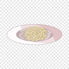 Rice in plate icon. Cartoon illustration of rice in plate vector icon for web design