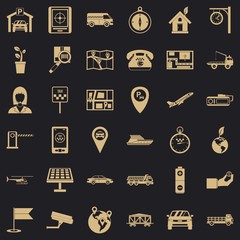 Navigation equipment icons set. Simple set of 36 navigation equipment vector icons for web for any design