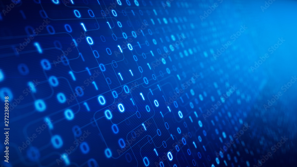 Poster Binary code background - 3d rendering