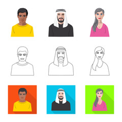 Isolated object of hairstyle and profession  symbol. Set of hairstyle and character  stock symbol for web.