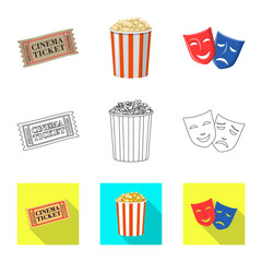 Vector design of television and filming icon. Set of television and viewing stock vector illustration.