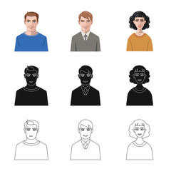 Isolated object of hairstyle and profession  logo. Set of hairstyle and character  vector icon for stock.