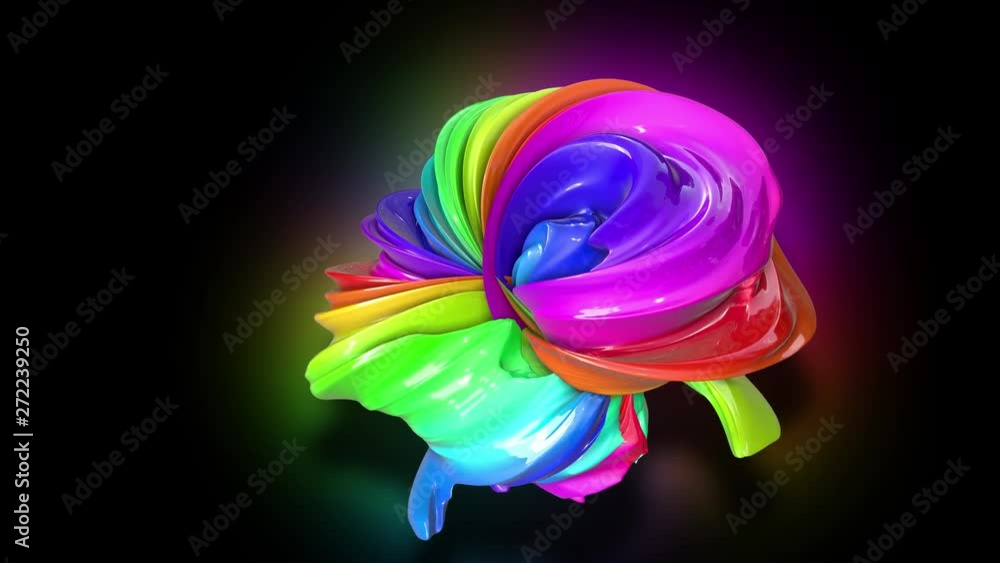 Poster abstract colorful creative background with stream of mixed oil paints that form a ribbon of rainbow 