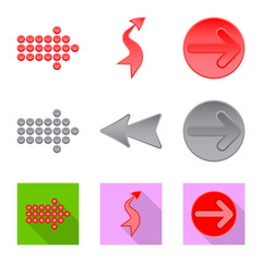 Vector design of element and arrow logo. Collection of element and direction stock symbol for web.