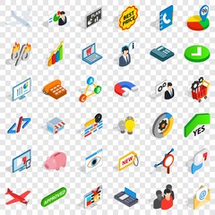 Fototapeta na wymiar Approved icons set. Isometric style of 36 approved vector icons for web for any design