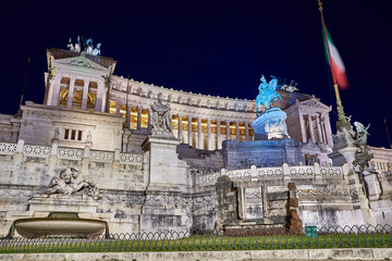 national monument to vittorio emanuele (altare della patria) by night, rome