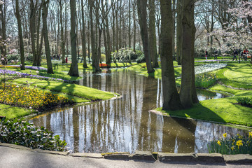 Flower garden, Netherlands , a small pond in a forest